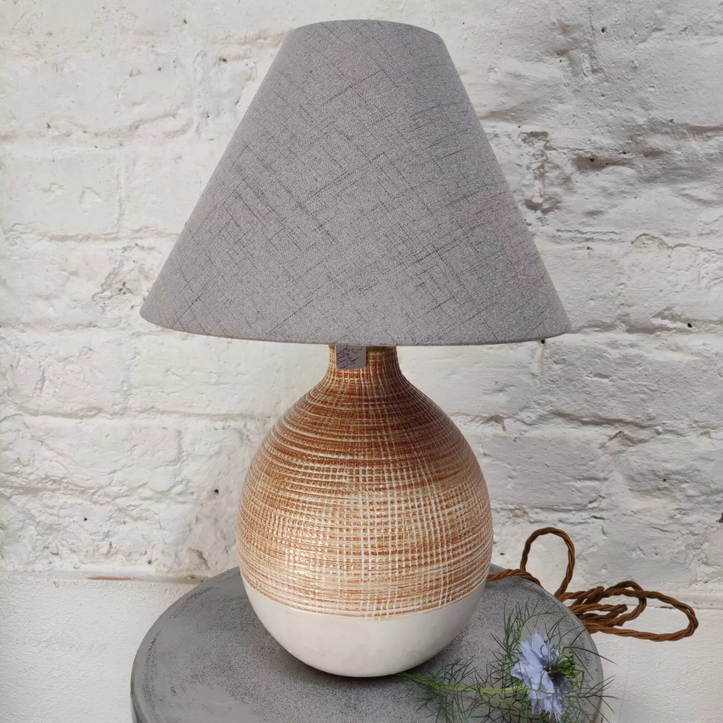 Tall Ceramic Table Lamp Studio Pottery Earthenware Glaze 30cm High