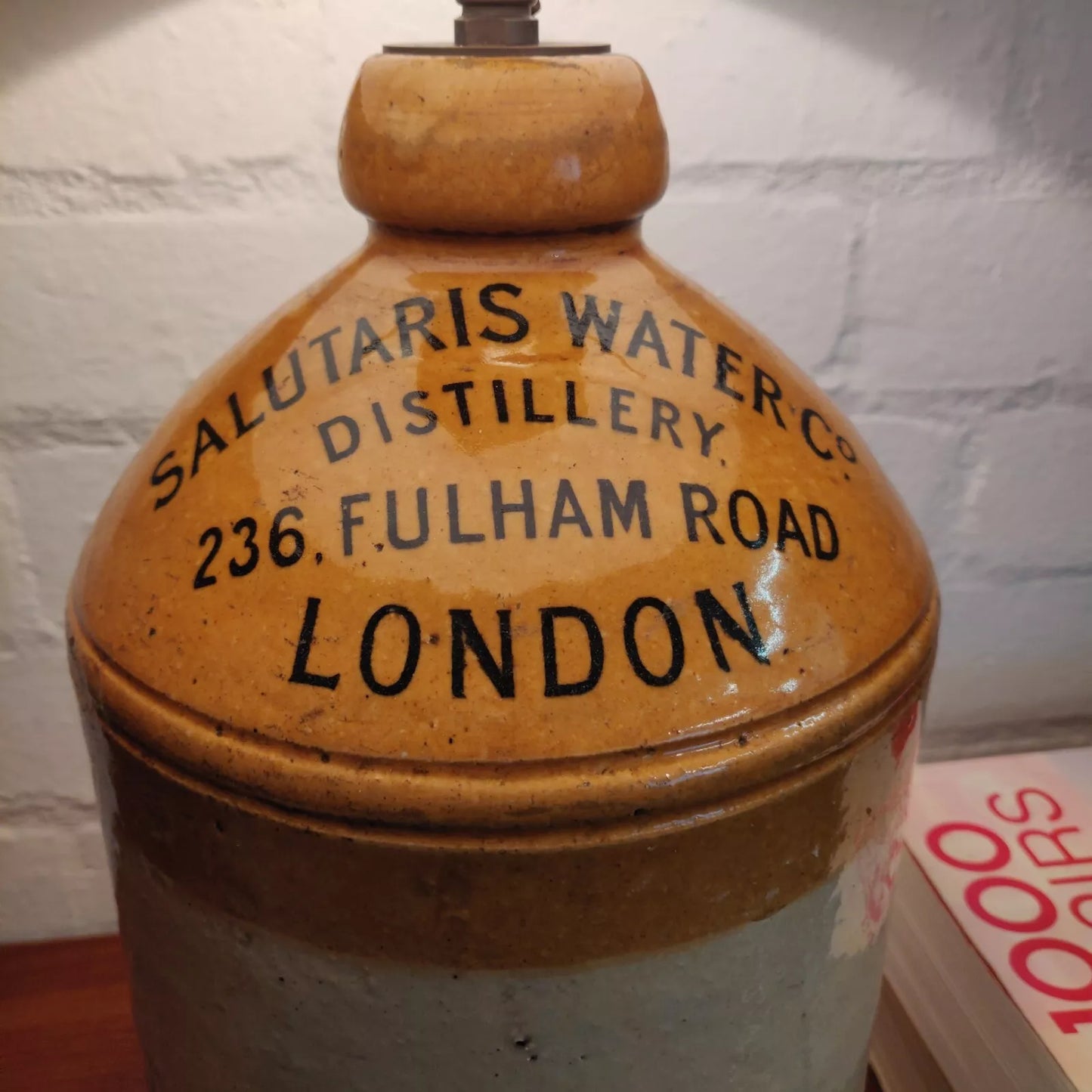 Victorian Distilled Water Stoneware Tap Jar Table Lamp Fulham