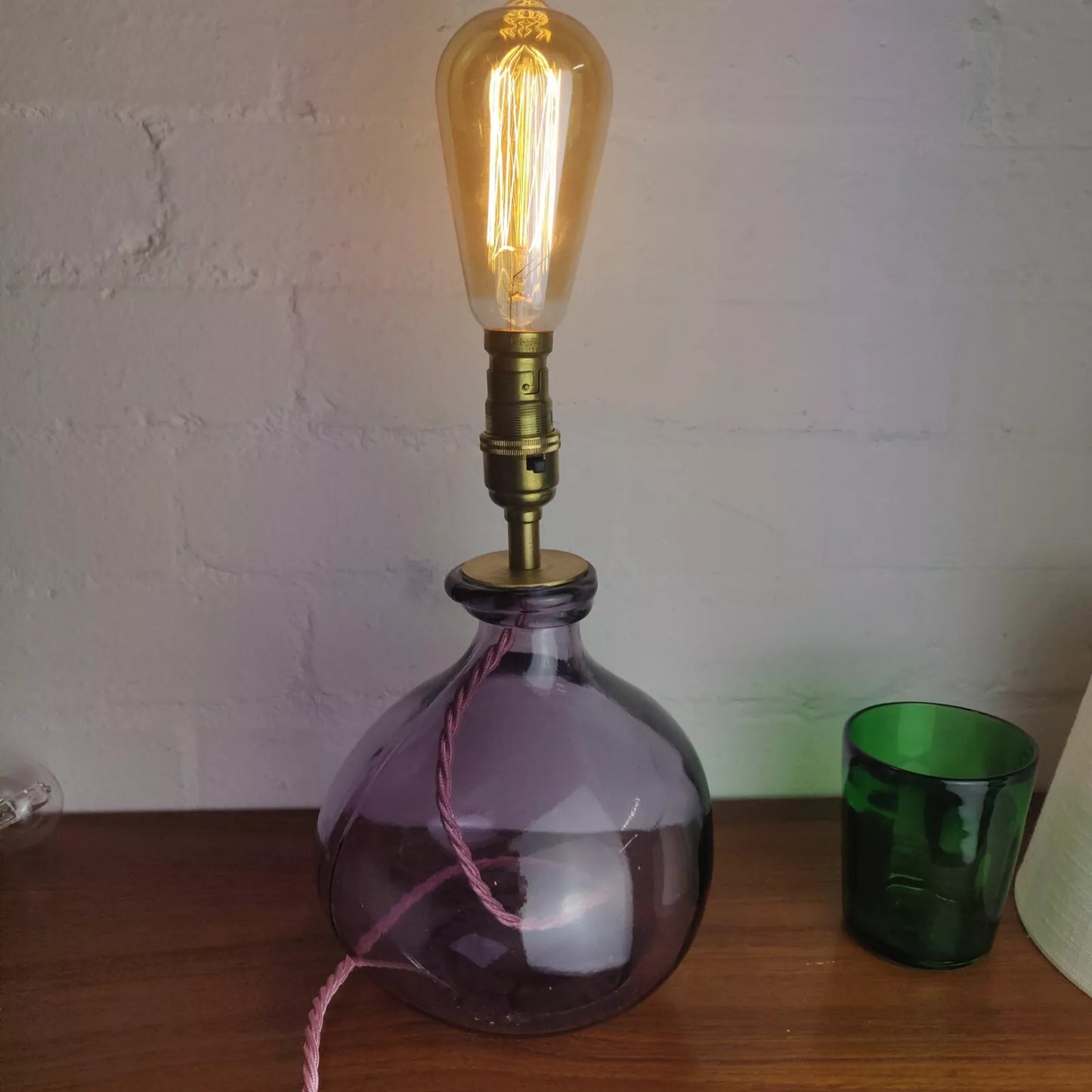 Purple Table Lamp Recycled Glass Bottle