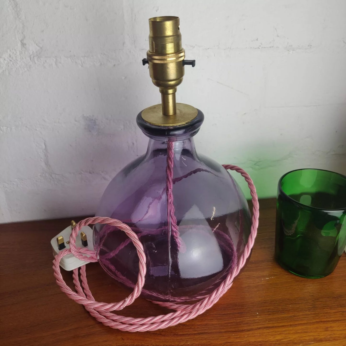 Purple Table Lamp Recycled Glass Bottle