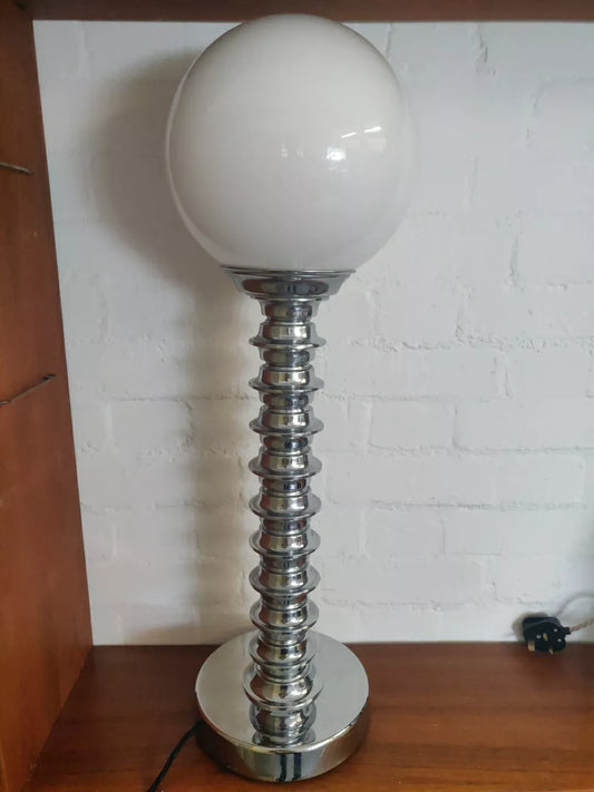 1930's Futurist Chrome & Glass Globe Table Lamp