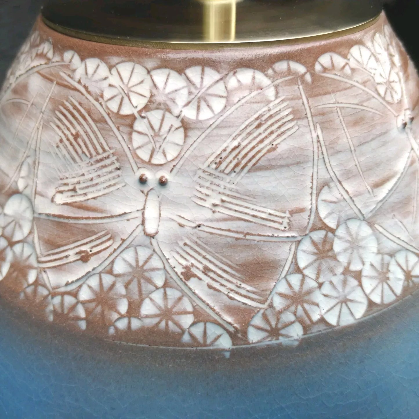 Japanese Ceramic Butterflies Studio Pottery Table Lamp