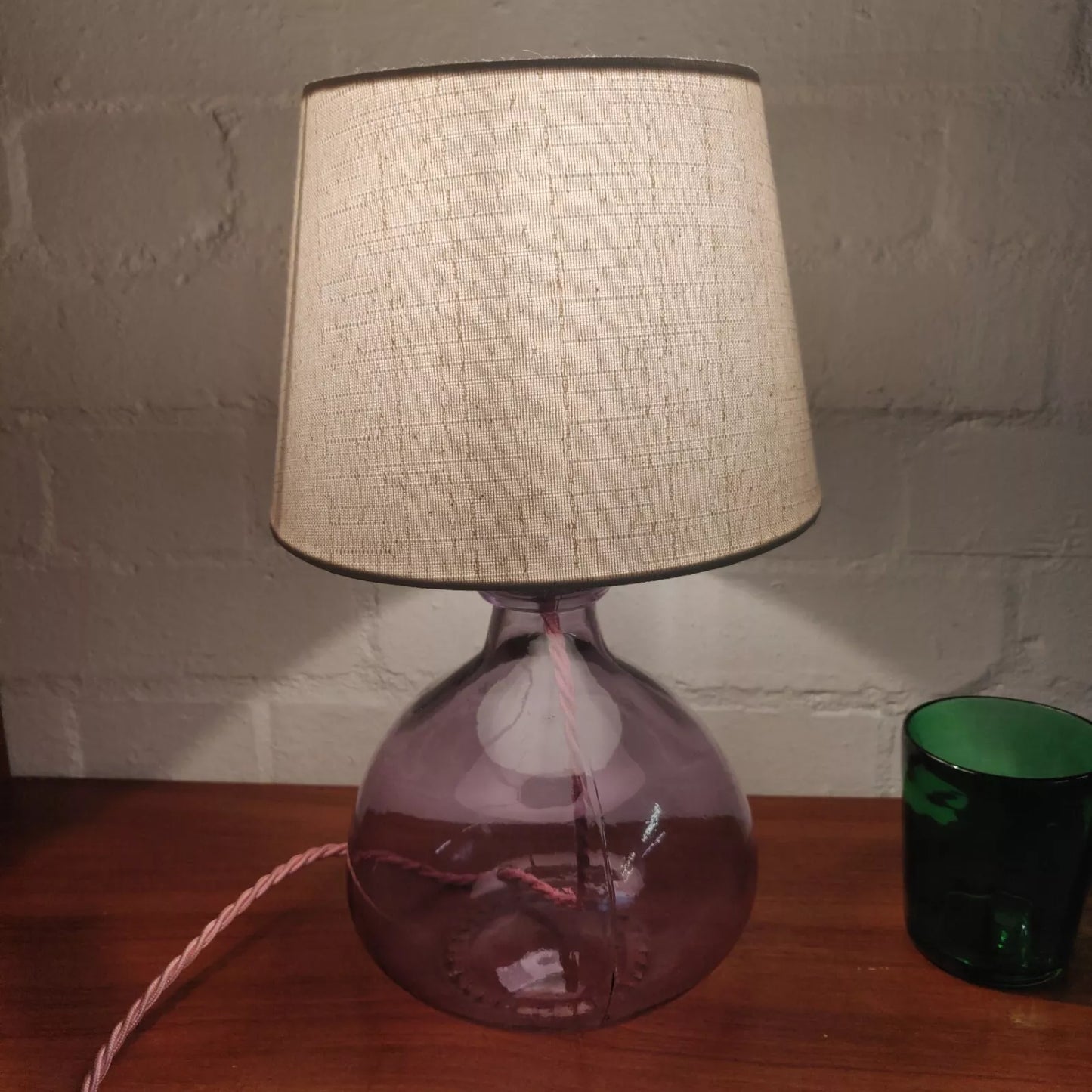 Purple Table Lamp Recycled Glass Bottle