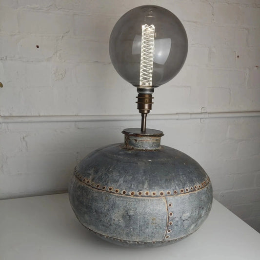 Antique Indian Water Jug Lamp Conversion Table Lamp