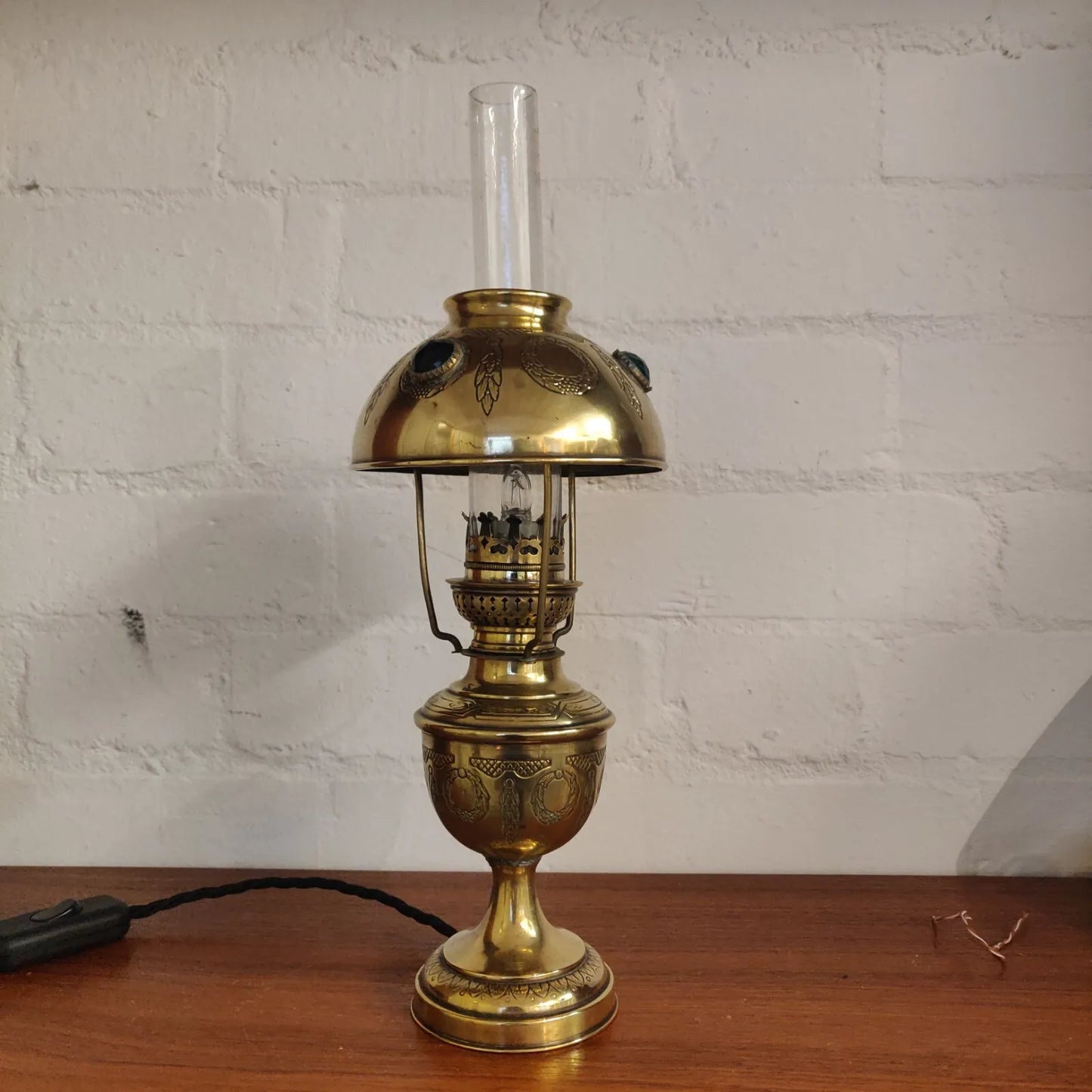 Art Nouveau C.1900 French Brass Oil Lamp.