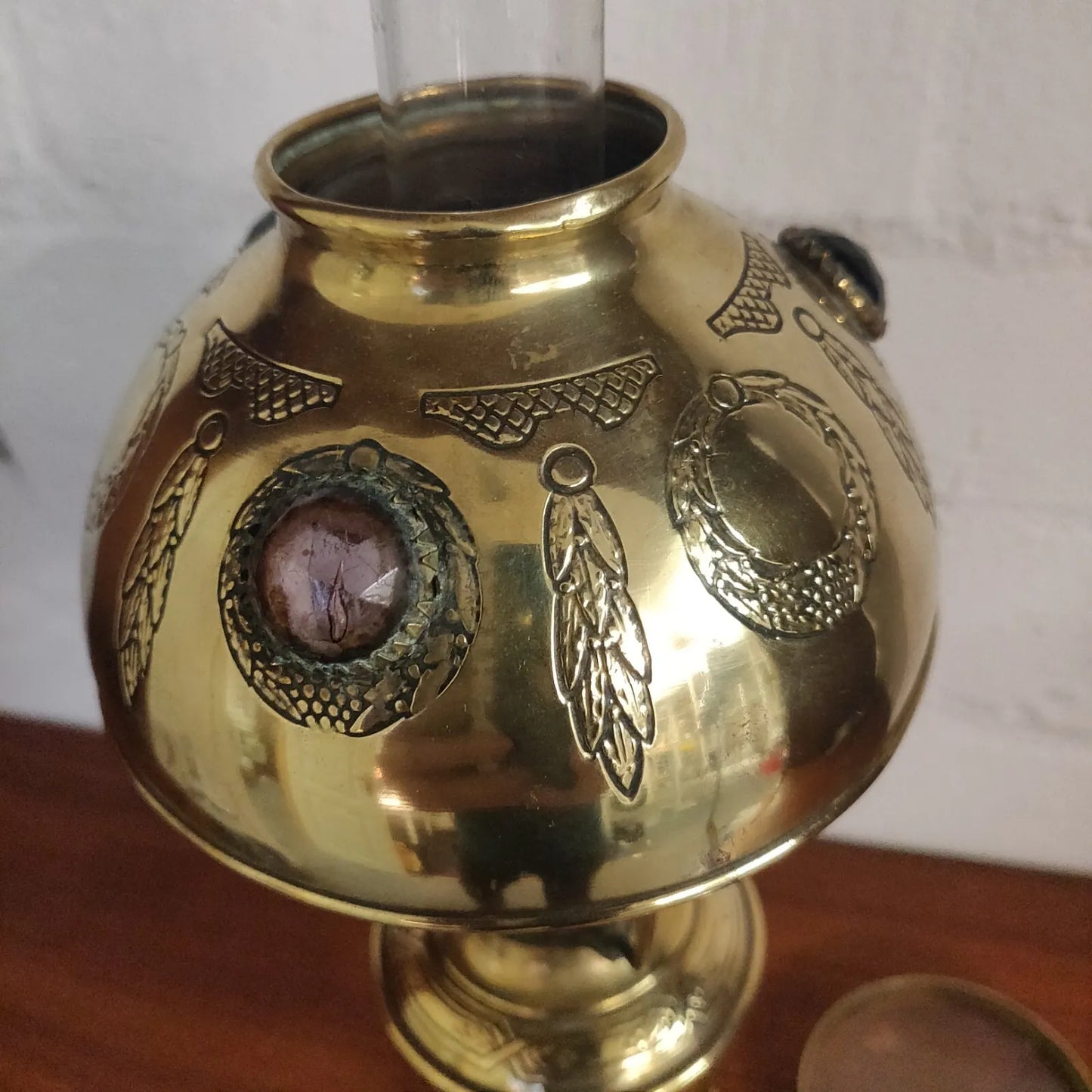 Art Nouveau C.1900 French Brass Oil Lamp.