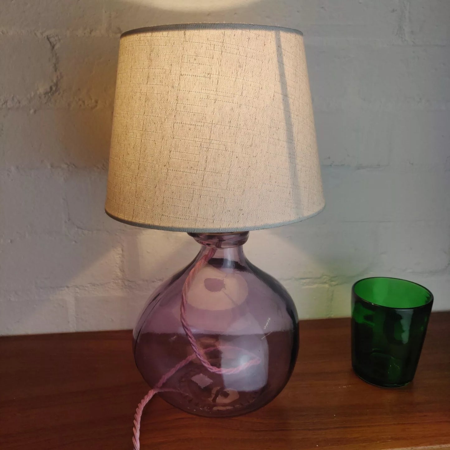 Purple Table Lamp Recycled Glass Bottle