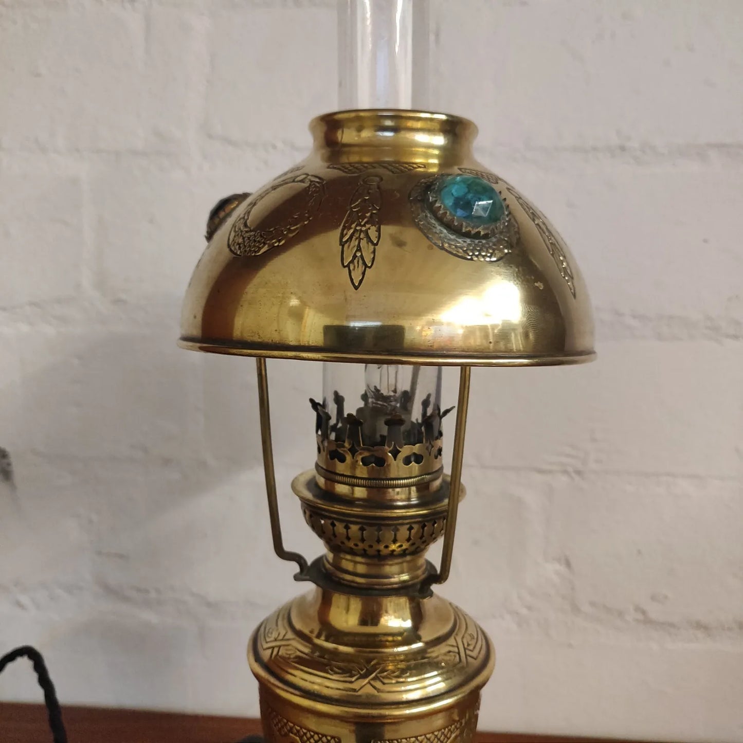 Art Nouveau C.1900 French Brass Oil Lamp.