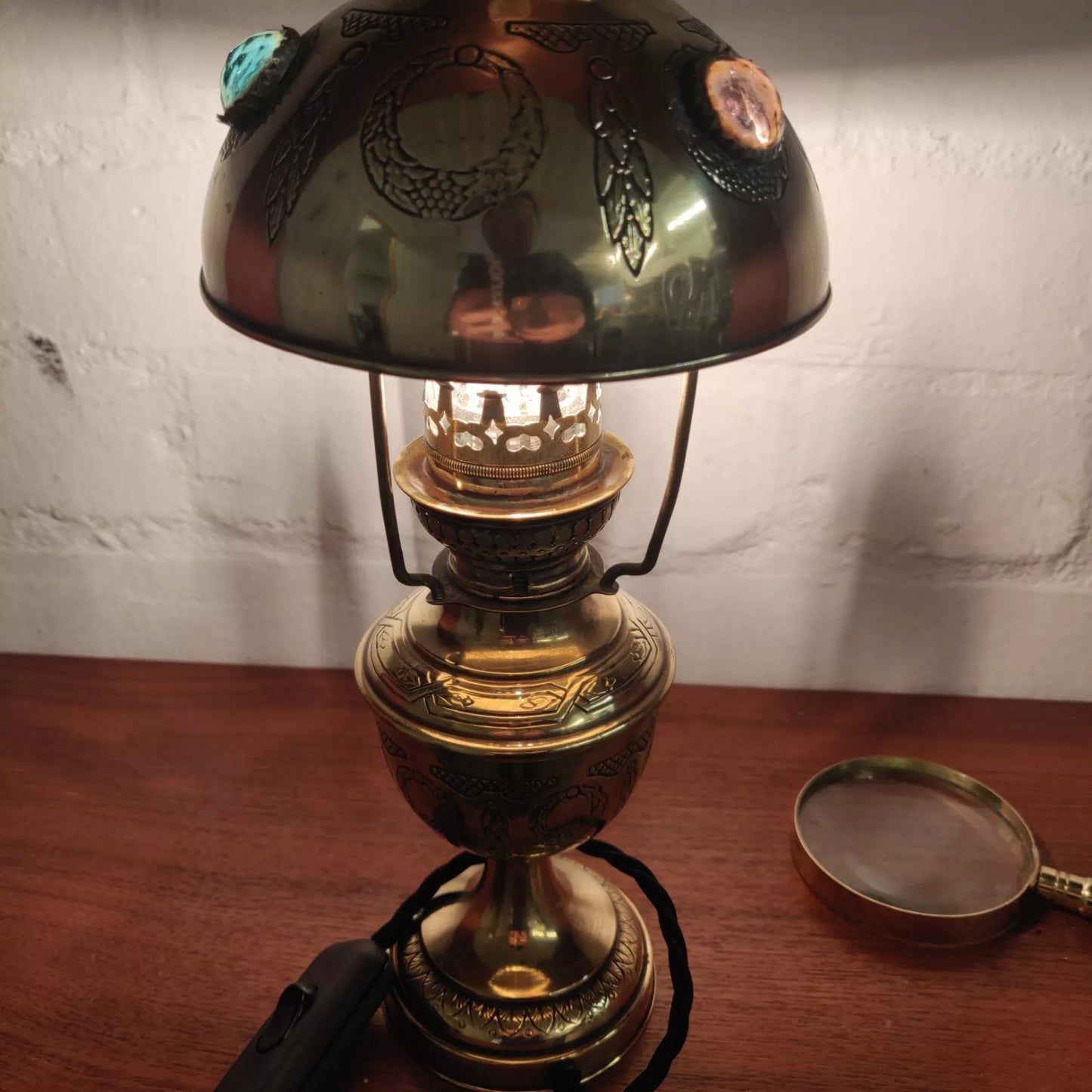 Art Nouveau C.1900 French Brass Oil Lamp.